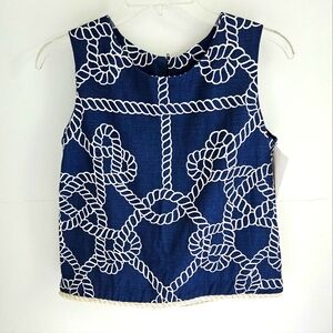 Love Lilly nautical navy blue sleeveless top  NWT
